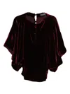 Styland Velvet Draped Blouse In Red