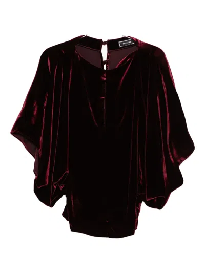 Styland Velvet Draped Blouse In Red