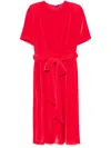 Styland Velvet Midi Dress In Red