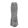 Styland Sequind High-waist Maxi Skirt In Grey/silver