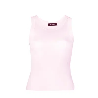 Styland Sleeveless Ribbed Tank Top In Pink/purple