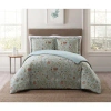 Style 212 Bedford Blue Floral Scroll Cotton Comforter Set In Blue