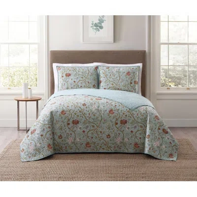 Style 212 Bedford Reversible Farmhouse Quilt Set In Blue,blush