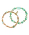 Style & Co 2-pc. Beaded Gold-tone Stretch Bracelets, Exclusively At Macy's In Green