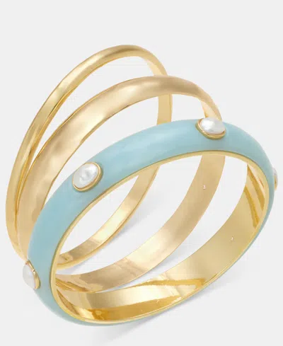 Style & Co 3-pc. Set Imitation Pearl Bangle Bracelets, Macy's Exclusive In Gold