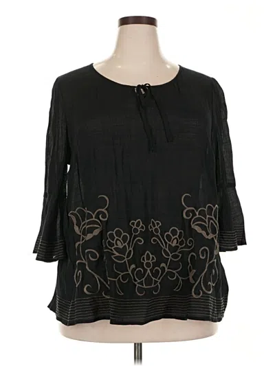 Pre-owned Style & Co 3/4 Sleeve Blouse In Black