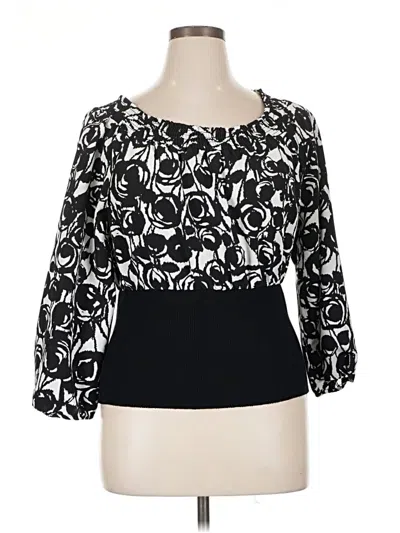 Pre-owned Style & Co 3/4 Sleeve Blouse In Black