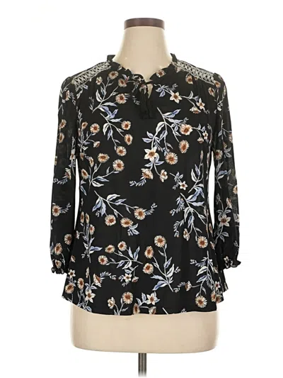 Pre-owned Style & Co 3/4 Sleeve Blouse In Black