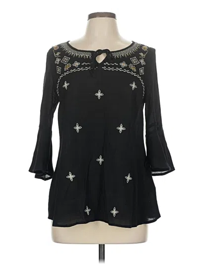 Pre-owned Style & Co 3/4 Sleeve Blouse In Black