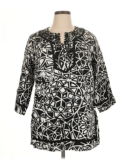 Pre-owned Style & Co 3/4 Sleeve Blouse In Black