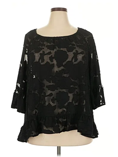 Pre-owned Style & Co 3/4 Sleeve Blouse In Black