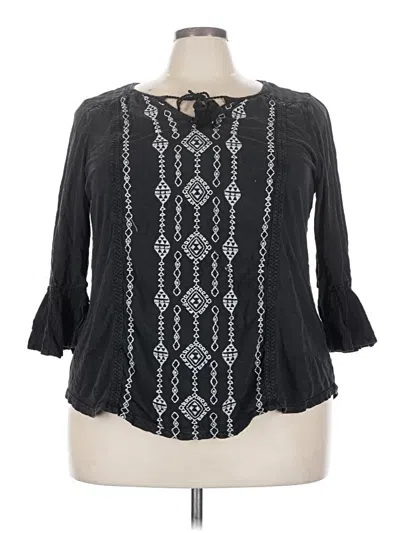 Pre-owned Style & Co 3/4 Sleeve Blouse In Black