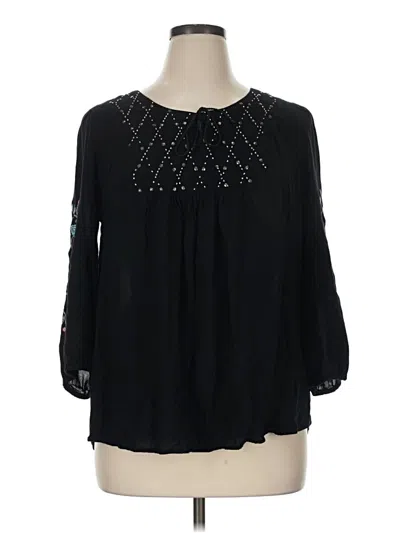 Pre-owned Style & Co 3/4 Sleeve Blouse In Black