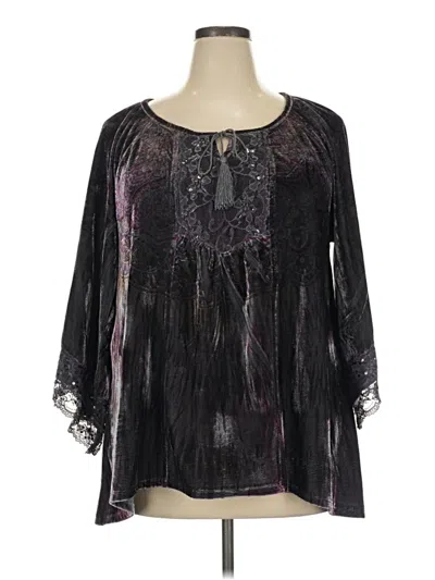 Pre-owned Style & Co 3/4 Sleeve Blouse In Black