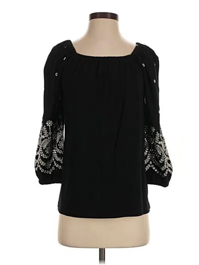 Style & Co 3/4 Sleeve Blouse In Black