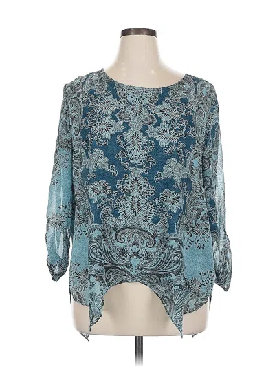 Pre-owned Style & Co 3/4 Sleeve Blouse In Blue