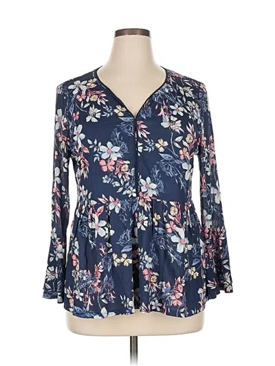 Pre-owned Style & Co 3/4 Sleeve Blouse In Blue