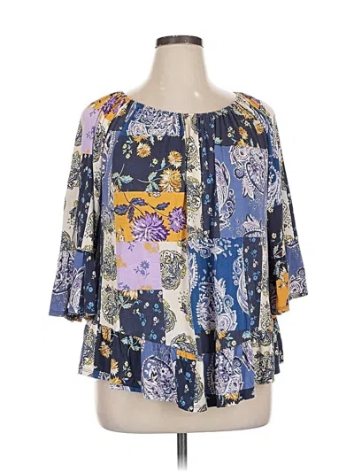 Pre-owned Style & Co 3/4 Sleeve Blouse In Blue