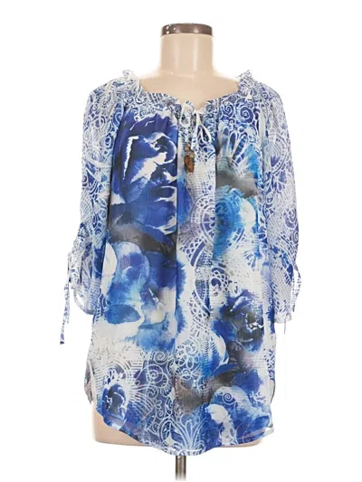 Pre-owned Style & Co 3/4 Sleeve Blouse In Blue