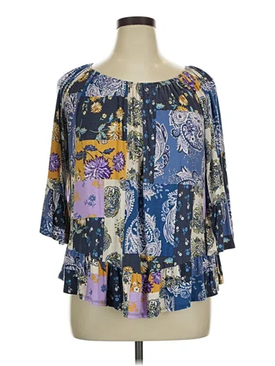 Pre-owned Style & Co 3/4 Sleeve Blouse In Blue