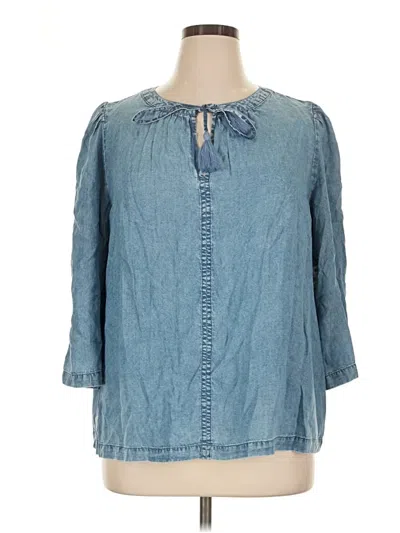 Style & Co 3/4 Sleeve Blouse In Blue