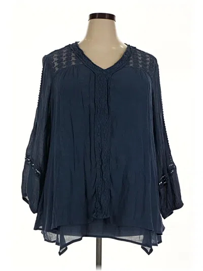 Pre-owned Style & Co 3/4 Sleeve Blouse In Blue