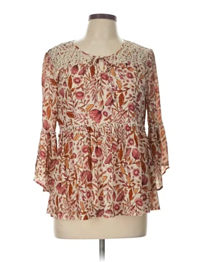 Pre-owned Style & Co 3/4 Sleeve Blouse In Brown