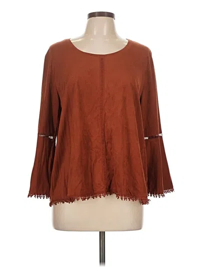 Pre-owned Style & Co 3/4 Sleeve Blouse In Brown