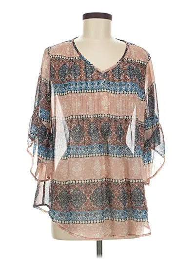 Pre-owned Style & Co 3/4 Sleeve Blouse In Brown