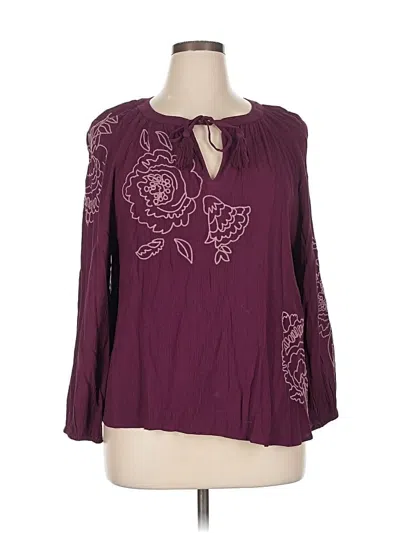 Pre-owned Style & Co 3/4 Sleeve Blouse In Burgundy