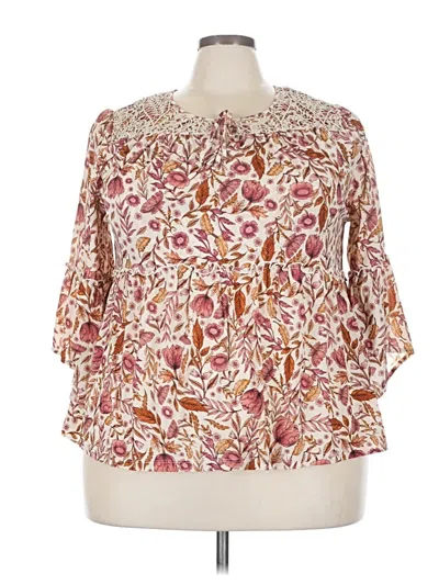 Pre-owned Style & Co 3/4 Sleeve Blouse In Burgundy