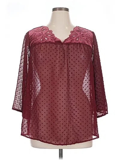 Pre-owned Style & Co 3/4 Sleeve Blouse In Burgundy