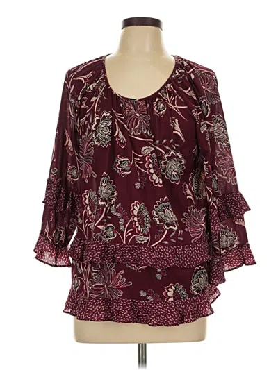 Pre-owned Style & Co 3/4 Sleeve Blouse In Burgundy