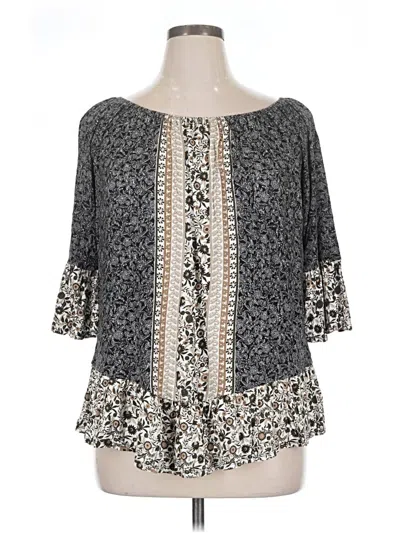 Pre-owned Style & Co 3/4 Sleeve Blouse In Gray