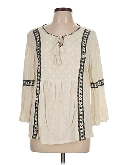 Pre-owned Style & Co 3/4 Sleeve Blouse In Ivory