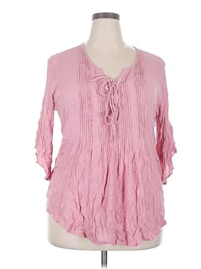 Pre-owned Style & Co 3/4 Sleeve Blouse In Pink