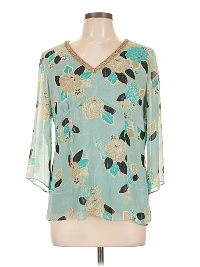 Pre-owned Style & Co 3/4 Sleeve Blouse In Teal