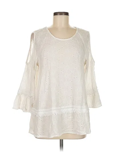 Pre-owned Style & Co 3/4 Sleeve Blouse In White