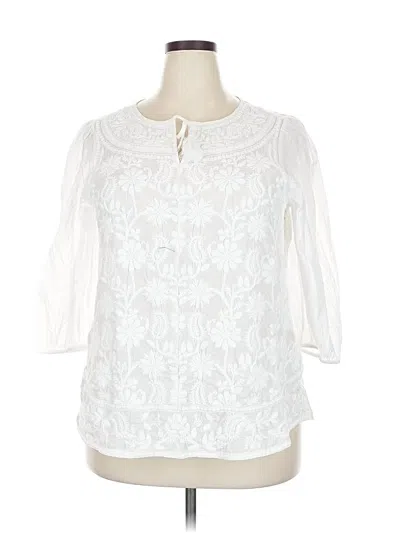 Pre-owned Style & Co 3/4 Sleeve Blouse In White