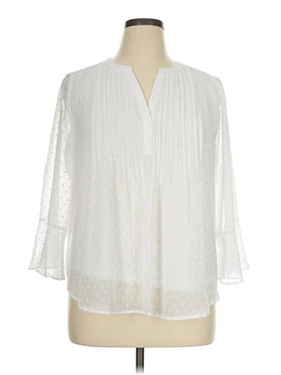 Pre-owned Style & Co 3/4 Sleeve Blouse In White