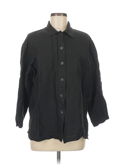 Pre-owned Style & Co 3/4 Sleeve Button Down Shirt In Black