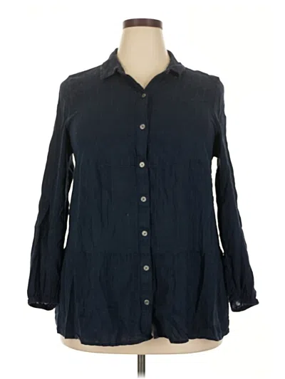 Pre-owned Style & Co 3/4 Sleeve Button Down Shirt In Black