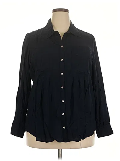 Pre-owned Style & Co 3/4 Sleeve Button Down Shirt In Black