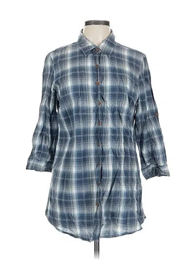 Pre-owned Style & Co 3/4 Sleeve Button Down Shirt In Blue