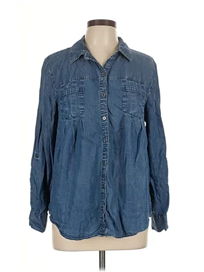 Pre-owned Style & Co 3/4 Sleeve Button Down Shirt In Blue