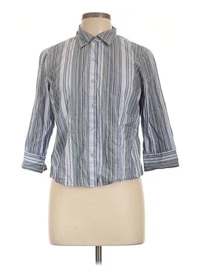 Pre-owned Style & Co 3/4 Sleeve Button Down Shirt In Blue
