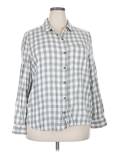 Pre-owned Style & Co 3/4 Sleeve Button Down Shirt In Gray