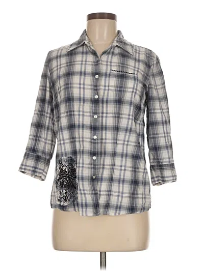 Pre-owned Style & Co 3/4 Sleeve Button Down Shirt In Gray