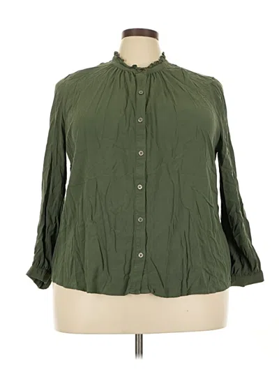 Pre-owned Style & Co 3/4 Sleeve Button Down Shirt In Green