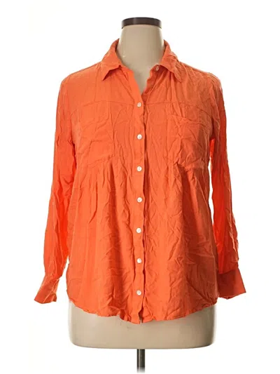 Pre-owned Style & Co 3/4 Sleeve Button Down Shirt In Orange
